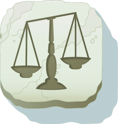 Work-life balance illustration showing balanced scales